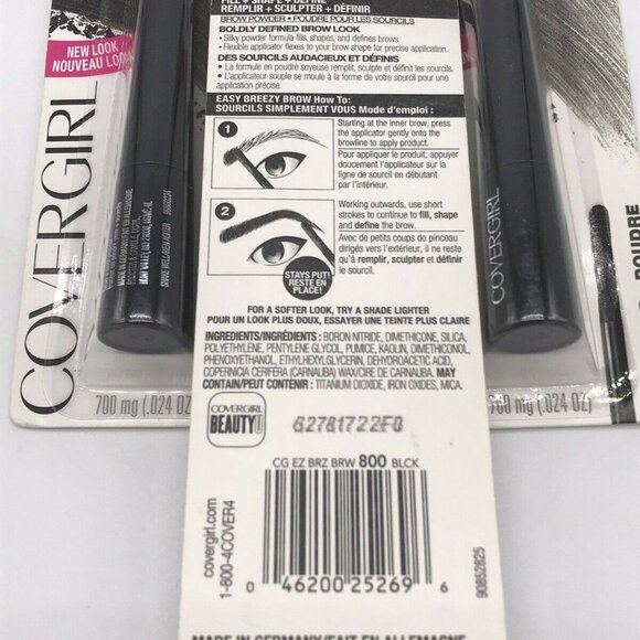 Lot of 3 CoverGirl Easy Breezy Brow Fill+Shape+Define “800 BLACK” Powder Eyebrow - Picture 3 of 5